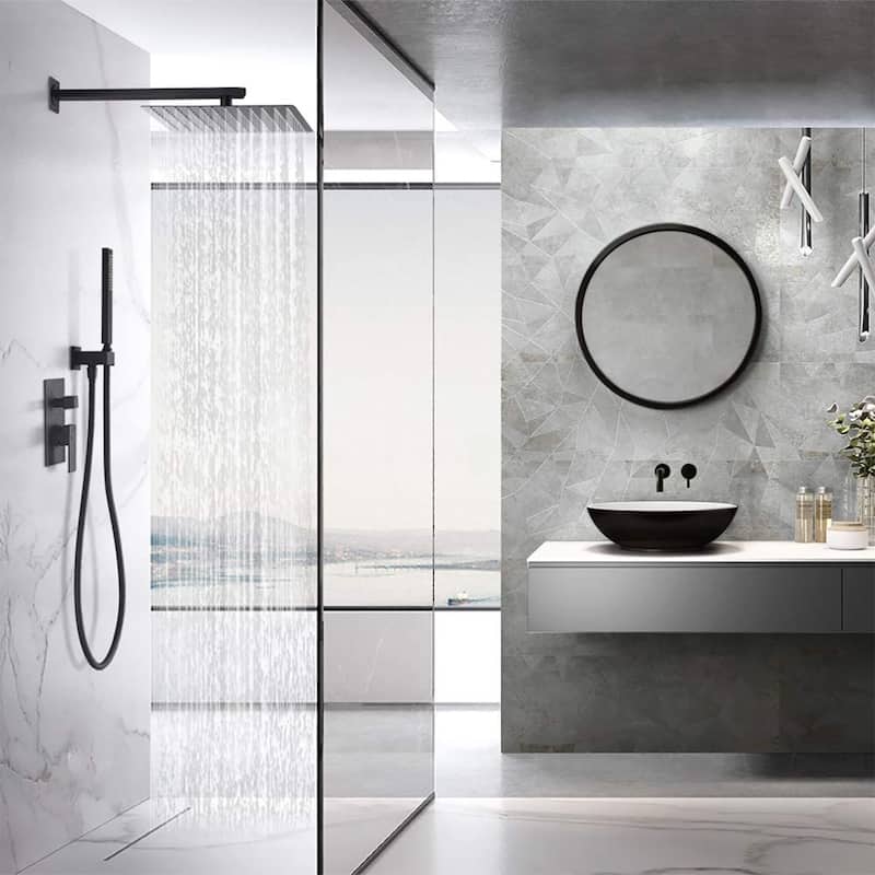 CLihome Wall Mounted with 10" Square Shower Head Set Bed Bath